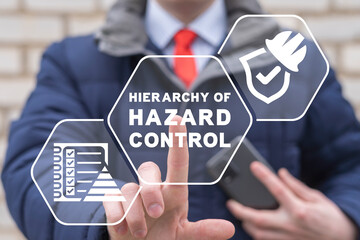 Hierarchy of hazard control business concept. Hazard Controls has 5 steps to analyse such as...