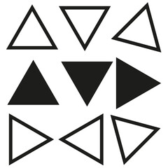 black triangles icons. Vector illustration. stock image. 