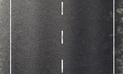 Top view rough and grunge asphalt road surface. Transport and Travel concept.This image has no blurriness and artifact, only depth of field and road texture. 3D illustration rendering
