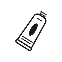 tube icon. Cosmetic cream template. Makeup product. Health care. Vector illustration. Stock image.