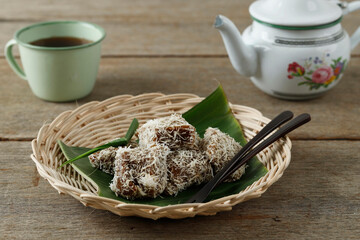 Ongol Ongol, Indonesian Traditional Snacks with Chewy Texture and Shredded Coconut Coating.