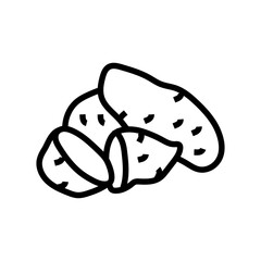 ripe potatoes sweet cut line icon vector. ripe potatoes sweet cut sign. isolated contour symbol black illustration