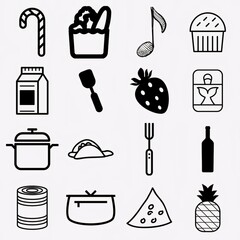 Fototapeta premium Big set of food icons