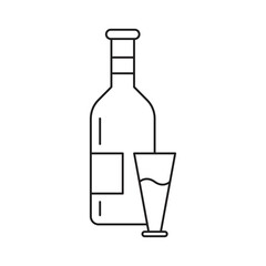 Wine bottle and glass icon design. Champagne Glasses Icon. isolated on White Background
