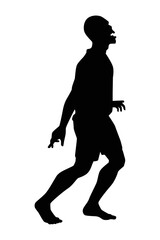 Zombie silhouette vector, Halloween devil in black and white.