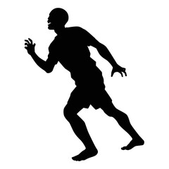 Zombie silhouette vector, Halloween devil in black and white.