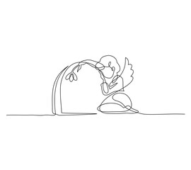 Angel. Continuous line art drawing. Vector illustration for interior, t shirt print, stamp, engraving, card.