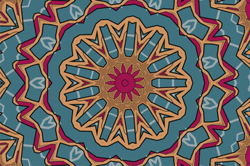 Tribal indian festival seamless design. Bright colorful mandala art pattern