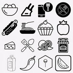 Fototapeta premium Big set of food icons