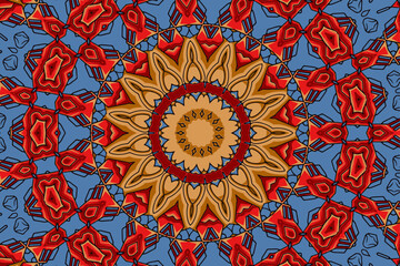 Mandala Hand drawn background. Oriental, Arabic, Indian, abstract doodle and floral motifs