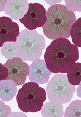 Fototapeta na wymiar Seamless pattern with flowers in Mulberry colour