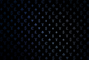Dark blue vector template with poker symbols.