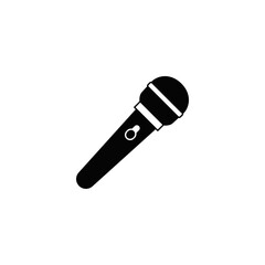 Microphone icon in black flat glyph, filled style isolated on white background