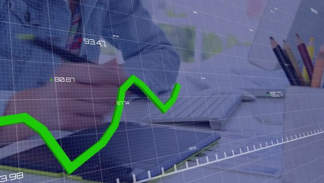 Animation of digital data processing over writing person