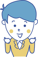 ポップでかわいいサラリーマン　やる気のある　ガッツ　キラキラ　