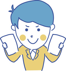 ポップでかわいいサラリーマン　やる気満々で提案する