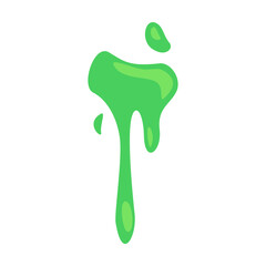Toxic green slime flat for web design. Cartoon slimy goo splashes, blobs and mucus drops isolated vector illustration. Decorative shape