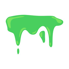 Toxic green slime. Cartoon slimy goo splashes, blobs and mucus drops isolated vector illustration. Decorative shapes and liquid borders for design
