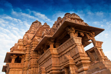 Kandariya Mahadeva Temple, dedicated to Lord Shiva, Western Temples of Khajuraho, Madhya Pradesh, India. Khajuraho is an UNESCO world heritage site, popular for tourists all over the world.