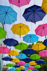 Looking up at colorful umbrellas © TomWindeknecht