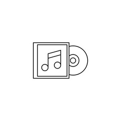 Music disc with cover icon in line style icon, isolated on white background