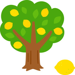 実がついたレモンの木