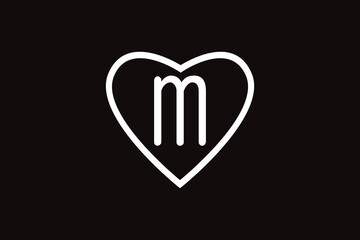 Initial Letter M with Heart Love logo design inspiration