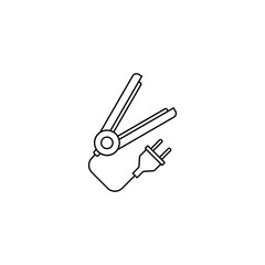 Hair straightener icon in line style icon, isolated on white background