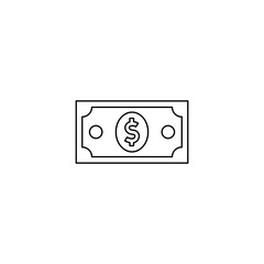 Banknote money icon in line style icon, isolated on white background