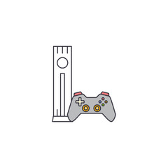 Gaming console icon in color, isolated on white background 