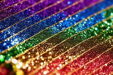 Glittery abstract rainbow flag, pride background