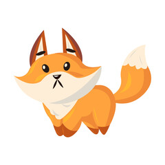 Red fox with emotion. Cute baby animal smiling, crying, laughing, sleeping, feeling happy, angry, sad. Vector illustration