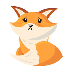 Baby animal smiling, crying, laughing, sleeping, feeling happy, angry, sad. Vector illustration. Funny cartoon red fox with emotion