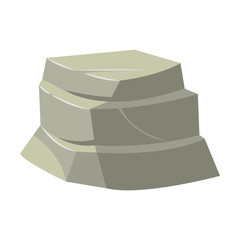 Natural stones of different sizes, rocky pyramids and steps isolated on white background. For mountains, geology, mineral concepts. Stack of flat rocks