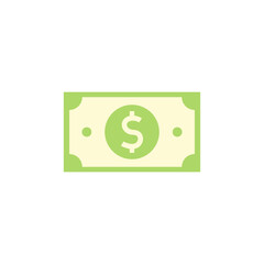 Banknote money icon in color, isolated on white background 