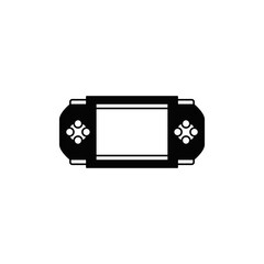 Obraz premium Portable gaming console icon in black flat glyph, filled style isolated on white background