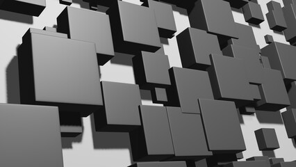 3D illustration abstract art of black box pattern with white background