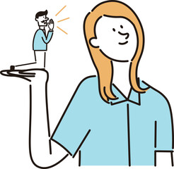 上司に声をかけられているビジネスウーマンのイラスト素材