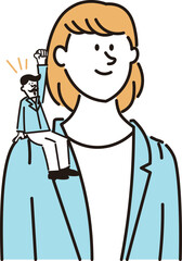上司に応援してもらっているビジネスウーマンのイラスト素材