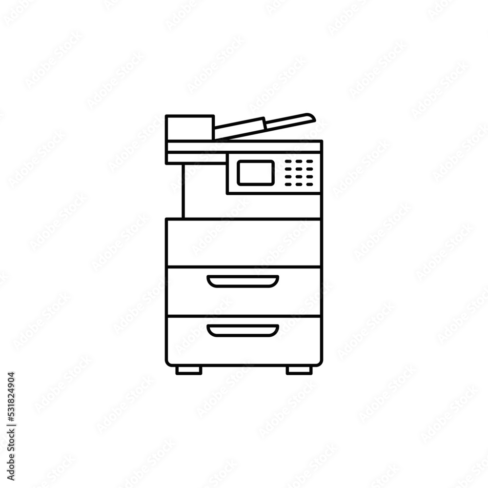 Poster Photocopy, printer icon in line style icon, isolated on white background