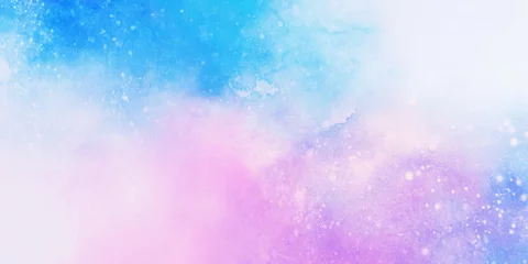 Foto auf Alu-Dibond Blaue und violette Sternenhimmel-Aquarell-Illustrationsrahmen-Hintergrundillustration © gelatin