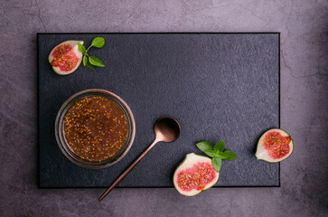 Jam figs in a glass jar
