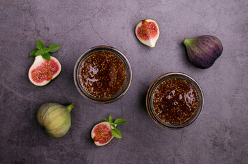 Jam figs in a glass jar