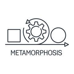 Metamorphosis. The process of transformation. Vector linear icon isolated on white background.