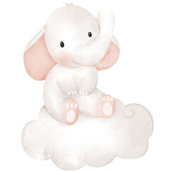 Cute elephant in watercolor 