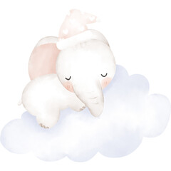 Cute elephant in watercolor 