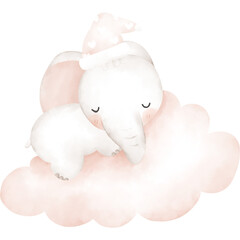 Cute elephant in watercolor 