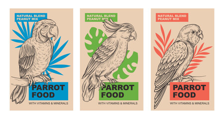 Pet bird food packaging design set © Aleksey