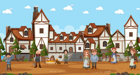 Obraz na płótnie Canvas Ancient medieval village background