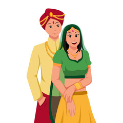 Indian Wedding Character Vector Illustration